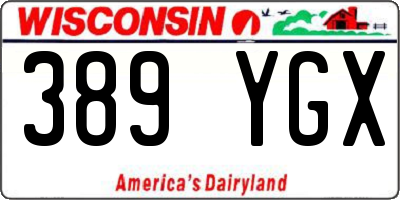 WI license plate 389YGX