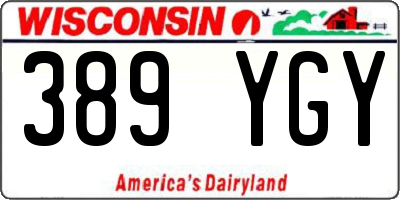 WI license plate 389YGY