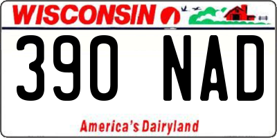 WI license plate 390NAD