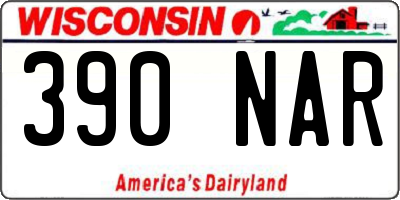 WI license plate 390NAR