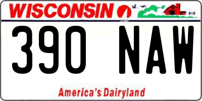 WI license plate 390NAW