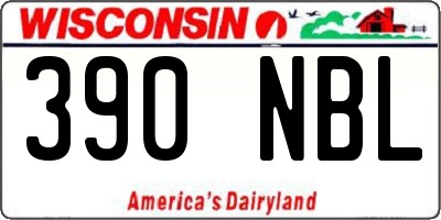 WI license plate 390NBL