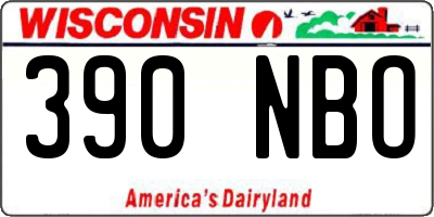 WI license plate 390NBO