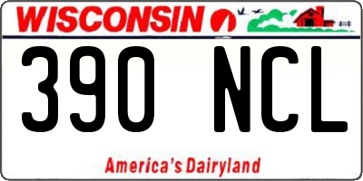 WI license plate 390NCL