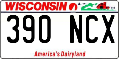 WI license plate 390NCX