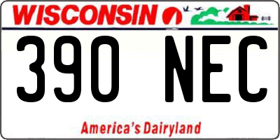 WI license plate 390NEC