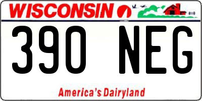 WI license plate 390NEG