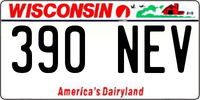 WI license plate 390NEV