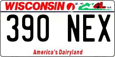 WI license plate 390NEX