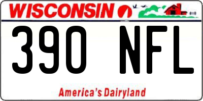 WI license plate 390NFL