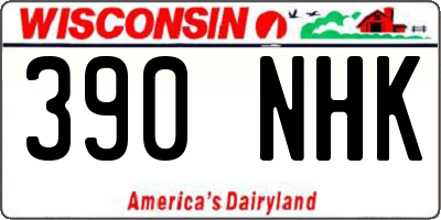 WI license plate 390NHK
