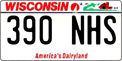 WI license plate 390NHS