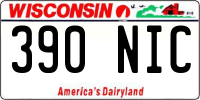 WI license plate 390NIC
