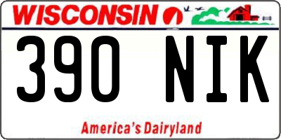 WI license plate 390NIK