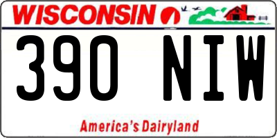 WI license plate 390NIW
