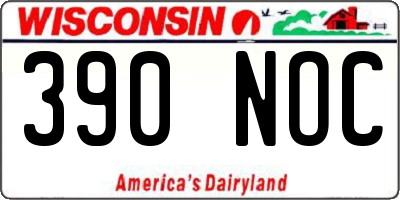 WI license plate 390NOC