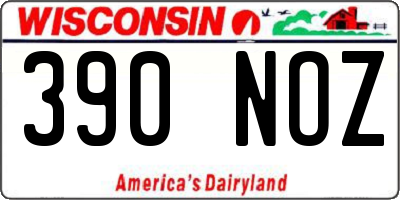 WI license plate 390NOZ