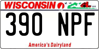 WI license plate 390NPF