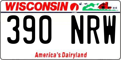 WI license plate 390NRW