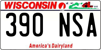 WI license plate 390NSA