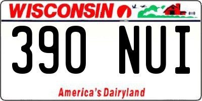 WI license plate 390NUI