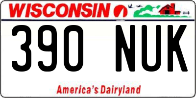 WI license plate 390NUK
