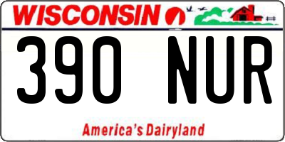 WI license plate 390NUR