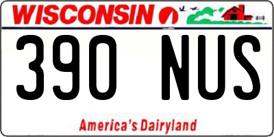 WI license plate 390NUS