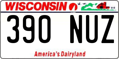 WI license plate 390NUZ