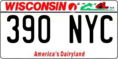 WI license plate 390NYC