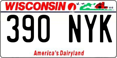 WI license plate 390NYK