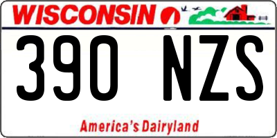WI license plate 390NZS