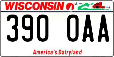 WI license plate 390OAA