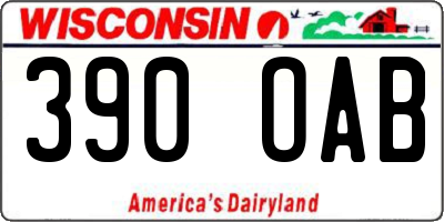 WI license plate 390OAB