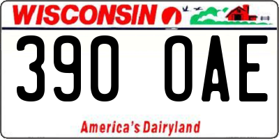 WI license plate 390OAE