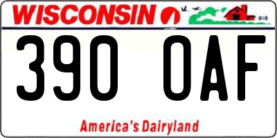 WI license plate 390OAF