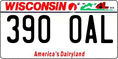 WI license plate 390OAL
