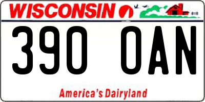 WI license plate 390OAN