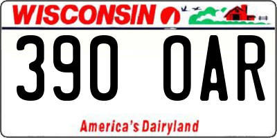WI license plate 390OAR