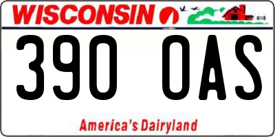 WI license plate 390OAS