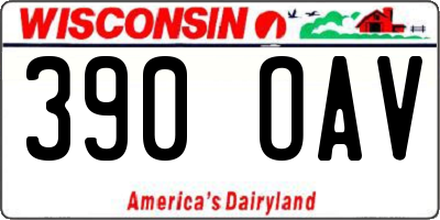 WI license plate 390OAV