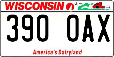 WI license plate 390OAX