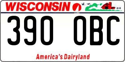 WI license plate 390OBC