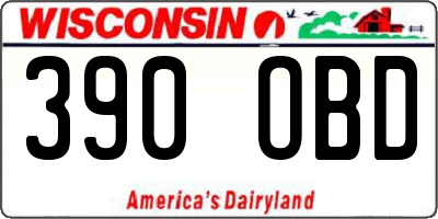 WI license plate 390OBD
