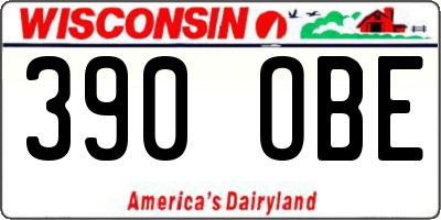 WI license plate 390OBE