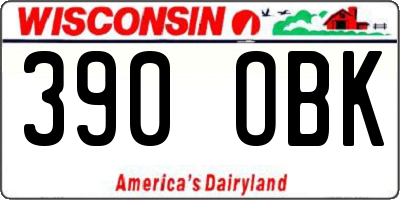 WI license plate 390OBK