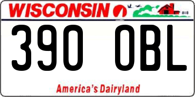 WI license plate 390OBL