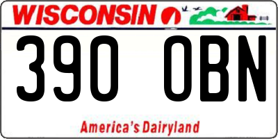 WI license plate 390OBN