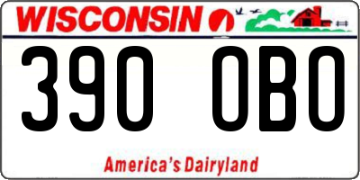 WI license plate 390OBO