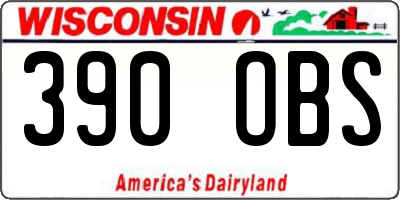 WI license plate 390OBS